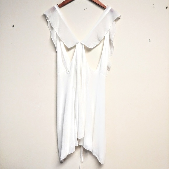 Don't Ask Why Sheer White Cover Up Dress Top w Tie - Picture 6 of 6